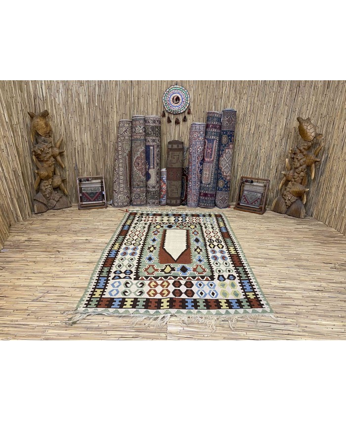 Handmade Turkish Kayseri Nomadic Original  Wool on Wool Kilim – FREE SHIPPING..!